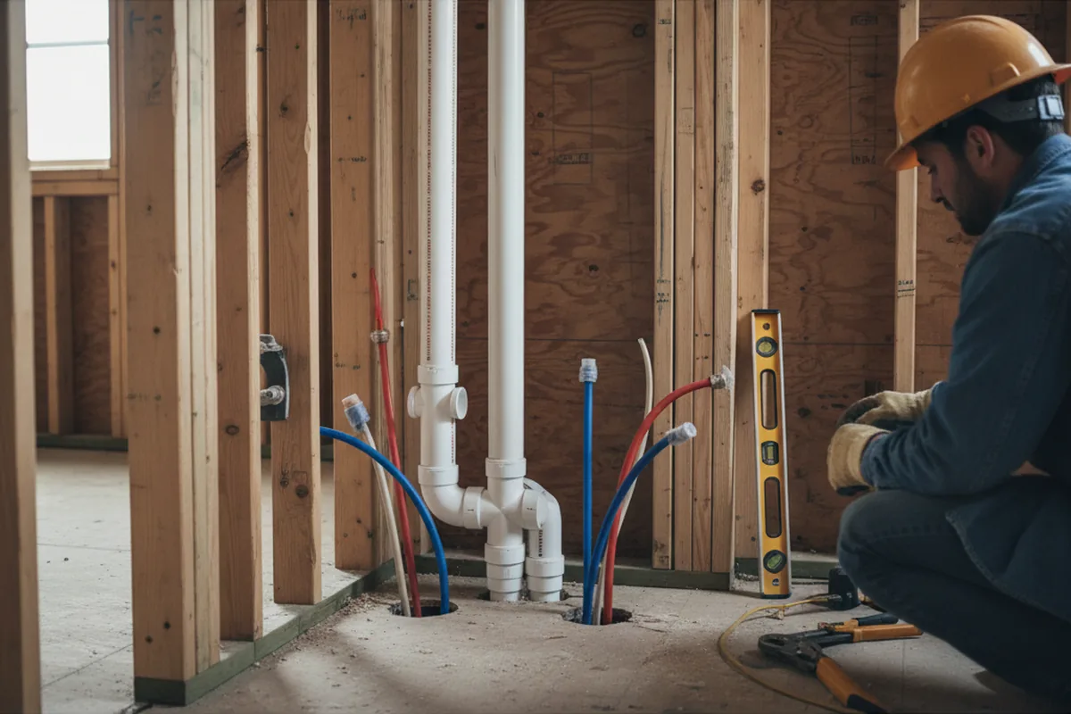 Drain and supply rough-in during Drain Cleaning in Essex Junction