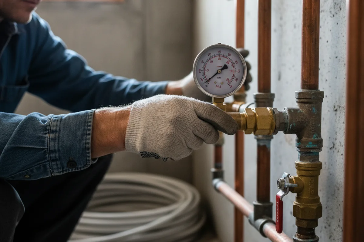 Pressure testing a repaired line during Water Line Repair in Essex Junction